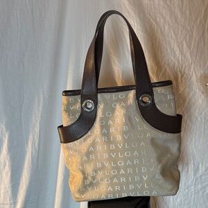 Bulgari Beige and Dark Brown Tote Bag
